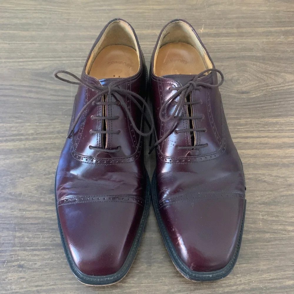 Rockport APM1141E Mens 8.5M Burgundy Leather Cap Toe Oxford Dress Shoes